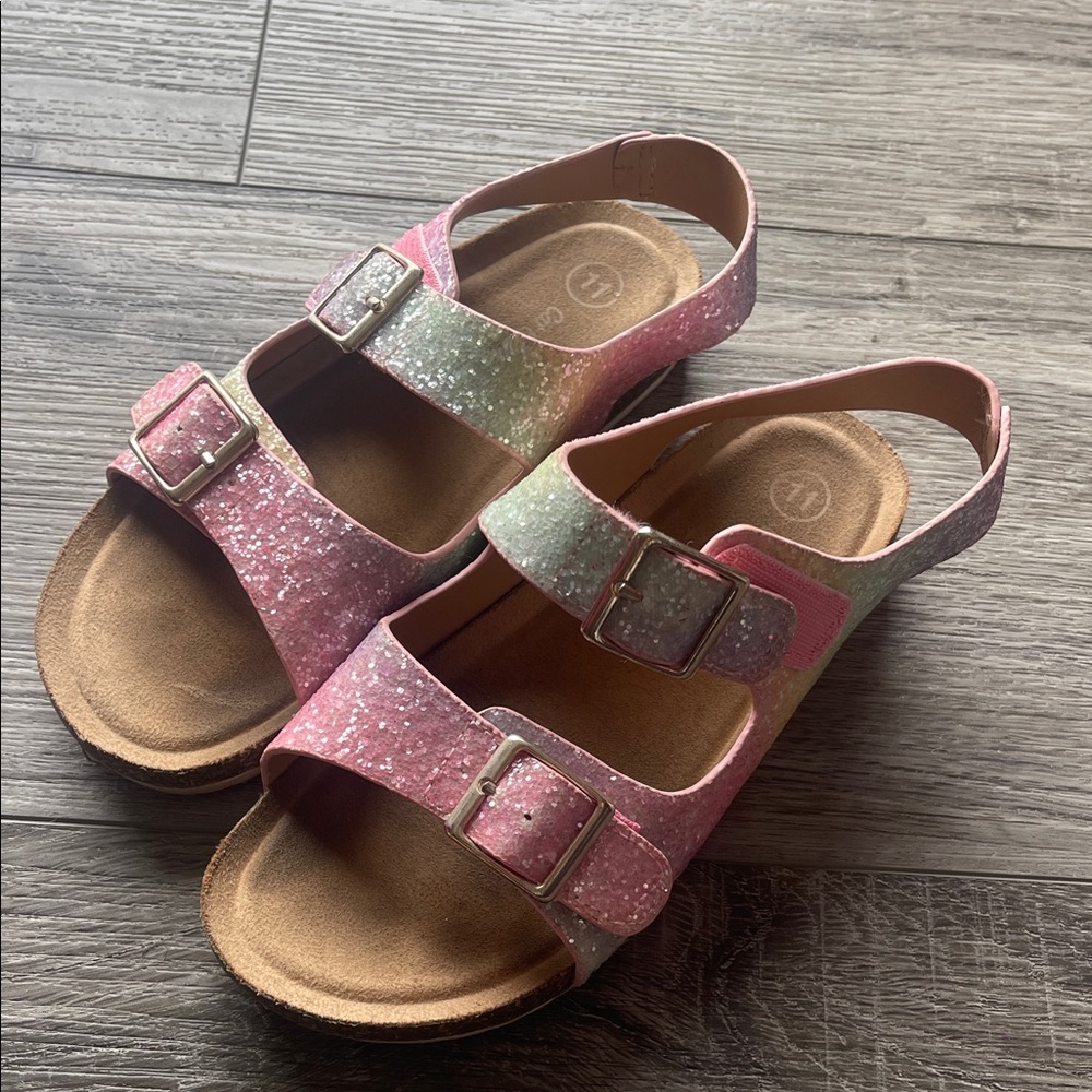 Cat & Jack Glittery Pink and Green Sandals